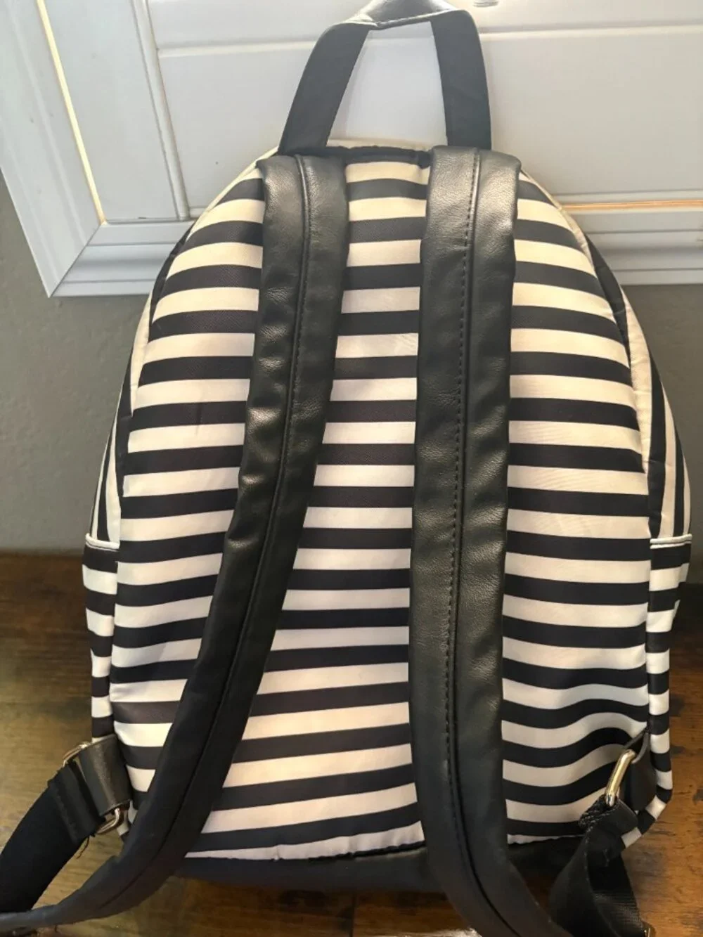 🛍️Kate & Alex Cuffaro Striped Nylon Backpack Black White